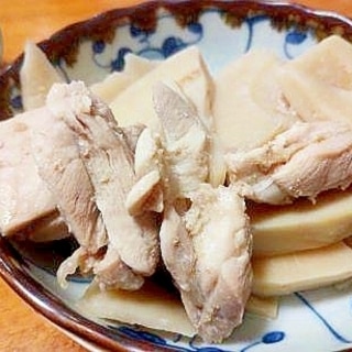 筍と　鶏もも肉の　煮物